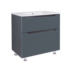 Комплект Qtap Scorpio 810х825х460 Graphite тумба для підлоги + раковина врізна QT1471TNВ8023080CG SD00047445 фото