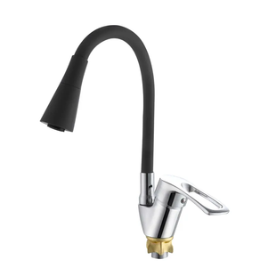 Смеситель для кухни с силиконовым изливом Zerix YUT 181 Reflector Black (цвет излива черный) (ZX598 ZX5983 фото