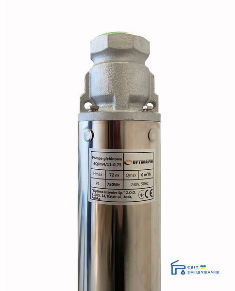 Насос скважинный с повышенной уст-тью к песку OPTIMA PM 4QJm4/11 0.75 кВт 81м + 1.5 м кабель 17626gser фото