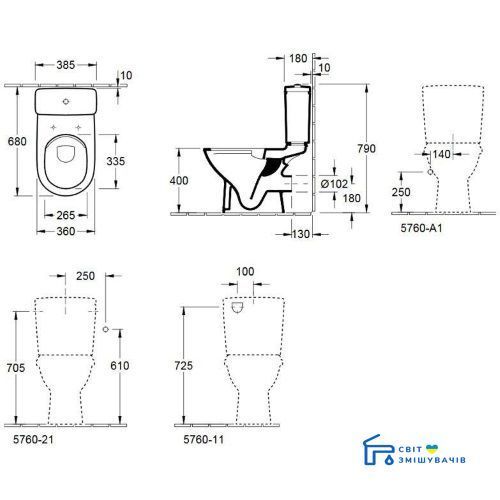 Унітаз-компакт підлоговий, без кришки Villeroy & Boch O.NOVO 5661R001 5661R001 фото