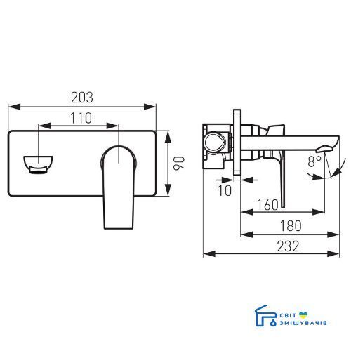 Встроенный смеситель для умывальника Ferro Algeo BAG3PA18 BAG3PA18 фото