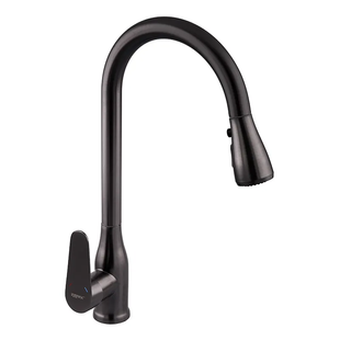 Смеситель для кухни с выдвижной лейкой Zerix PUL-014 Graphite из нерж. ст. SUS304 (цвет графит) (ZX ZX5036 фото