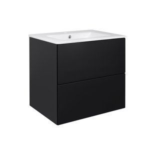 Комплект Qtap Tern 600х580х437 Matt black тумба підвісна + раковина врізна QT1772TPL6023060CMB SD00045106 фото