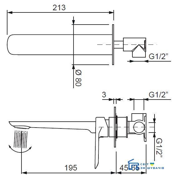 Смеситель для умывальника Koer KB-16028-05 встроенный (KR5298) KR5298 фото