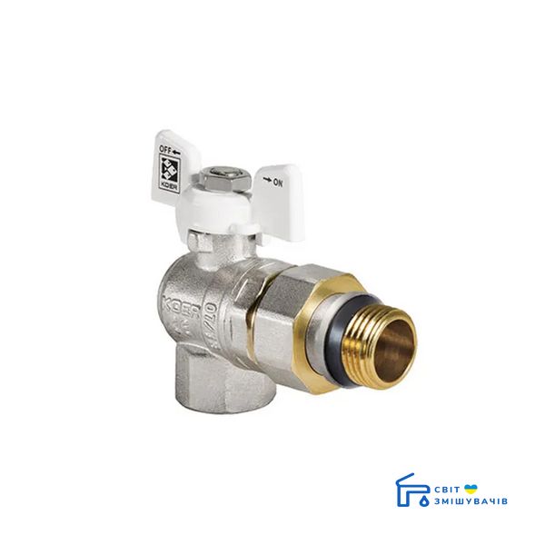 Кран з американкою 1/2" "антипротечка" (KOER KR.228.W-Gi) кутовий білий (KR0195) KR0195 фото