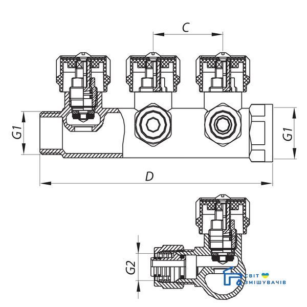 Вентиляційний колектор з фітингом KOER KR.1121-4 3/4&rdquo;x4 КОНТАКТИ (KR2652) KR2652 фото