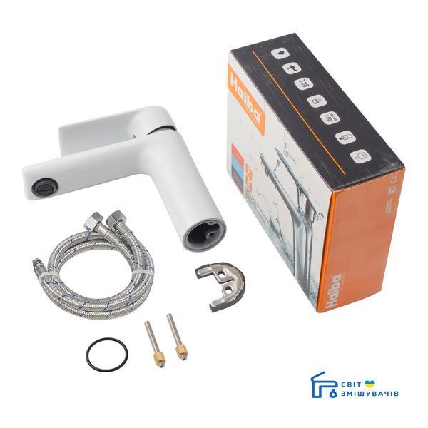 Смеситель для умывальника HAIBA ALEX 001 WHITE-CHROME (HB9562) HB9562 фото