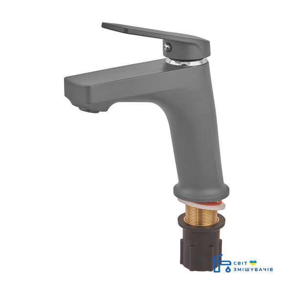 Змішувач для умивальника Plamix Lucas-001 SET Graphite (з підведенням) (Колір графіт) (PM6100) PM6100 фото