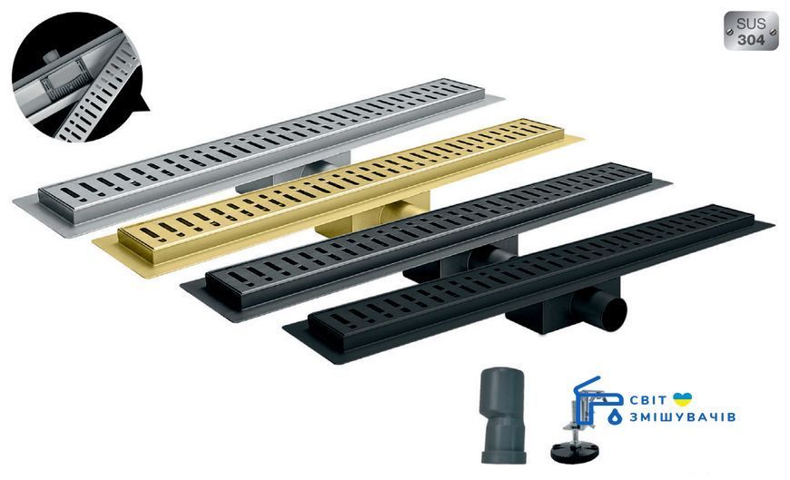 Душовий трап із нержавіючої сталі SUS304 KOER FD35-70x600 Black (KR3272) KR3272 фото