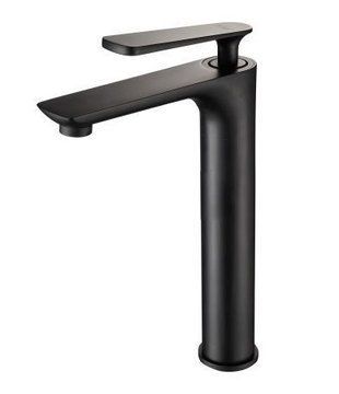 F1052-57 (H52) Смеситель для умывальника высокий литой гусак лат. корпус гайка ?35 черный FRAP 1/10 F1052-57 фото