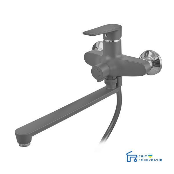 Змішувач для ванни Plamix Oscar-006 Euro SET Graphite (з шлангом, лійкою та кронш.) (Колір графіт) (PM6098) PM6098 фото