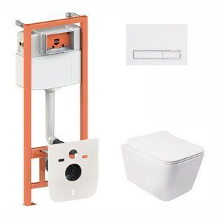 Набор Qtap инсталляция 3 в 1 Nest QT0133M425 с панелью смыва линейной QT0111M08V1384W + унитаз с сиденьем Crow QT05335170W SD00042986 SD00042986 фото