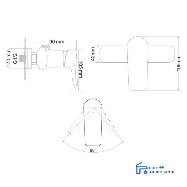 Змішувач для душу Rozzy Jenori Velum RBZ082-5 RBZ082-5 фото