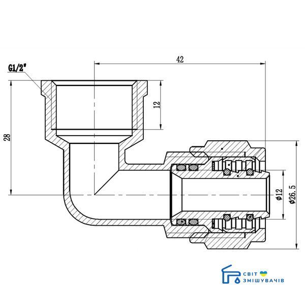 Кутник обжимний SD Forte 16х1/2" ВР SF174W1615 SD00022052 фото