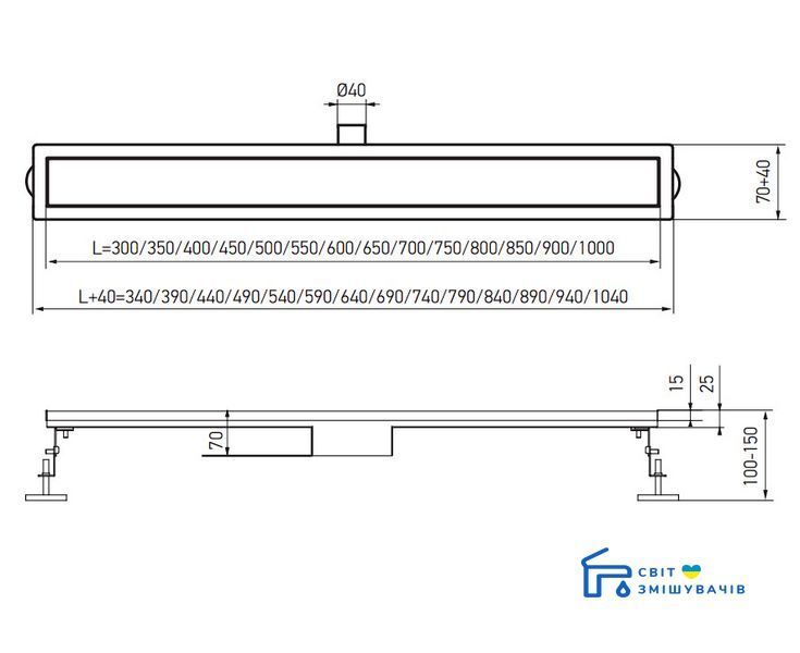 Душовий трап із нержавіючої сталі SUS304 KOER FD29-70x900 (AC0626) AC0626 фото