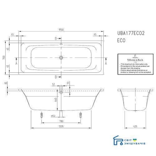 Ванна Villeroy & Boch Targa Style UBA170FRA2V-01 UBA170FRA2V-01 фото