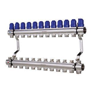 Коллекторный блок с термостатическими клапанами KOER KR.1100-12 1&rdquo;x12 WAYS (KR2638) KR2638 фото