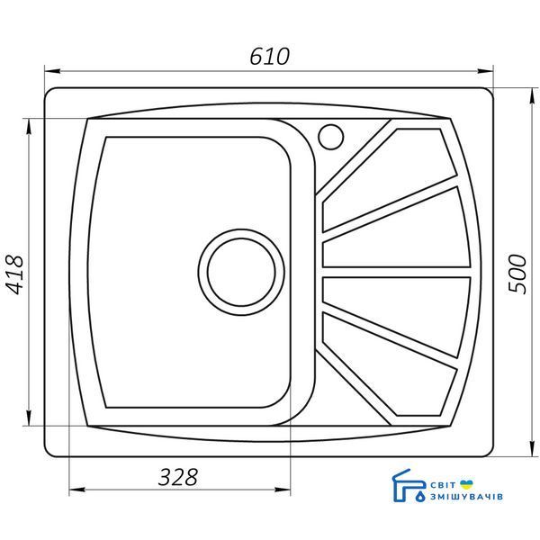 Гранітне миття Globus Lux TANA перловий 650х500мм 22416gser фото