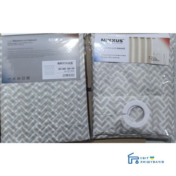 Штора для ванної з поліестеру Mixxus SCT-005-180x180 (Візерунок сірий) (AC0646) AC0646 фото