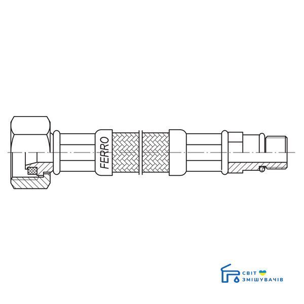 Шланг в оплётке из нержавеющей стали 1/2&rdquo;xM10x1 FERRO (WBS81) WBS81 фото