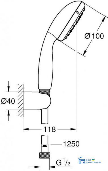 Душовий набір з тримачем, 2 режими струменю Grohe New Tempesta Classic (26164001) 26164001 фото