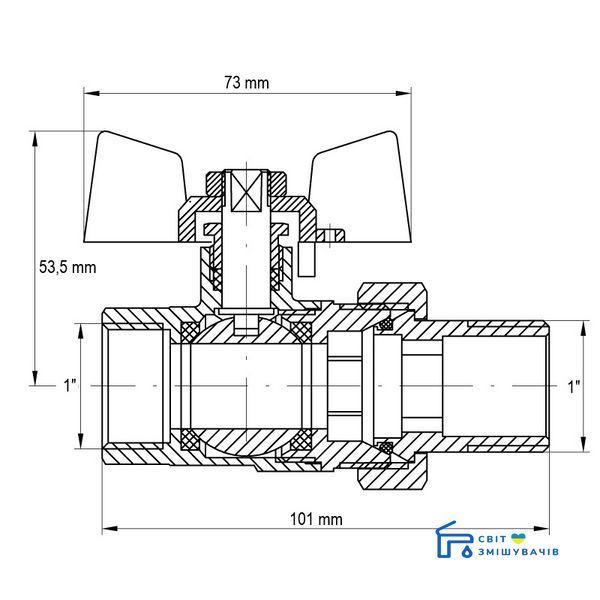 Кран с американкой 1" (KOER KR.227) (KR0013) KR0013 фото