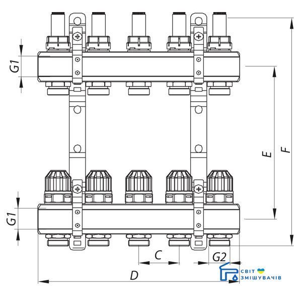 Колекторний блок із витратомірами KOER KR.1110-03 1&rdquo;x3 WAYS (KR2640) KR2640 фото