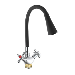 Смеситель для кухни с силиконовым изливом Zerix TLT 722 Reflector Black (цвет излива черный) (ZX598 ZX5989 фото