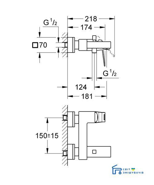 Змішувач для ванни Grohe Eurocube 23140000 SD00020548 фото