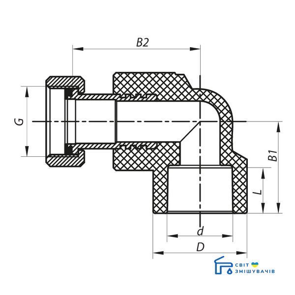 Угол с накидной гайкой 20x1/2F PPR KOER K0144.PRO (KP0182) KP0182 фото