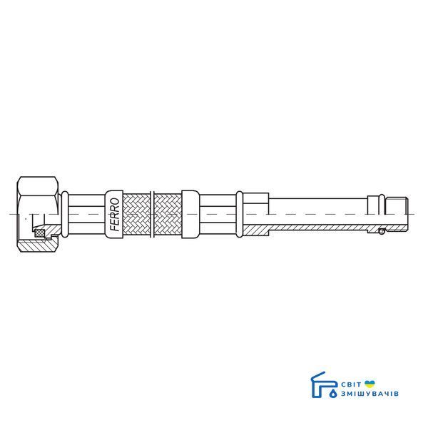 Шланг в оплётке из нержавеющей стали 1/2&rdquo;xM10x1 FERRO (WBS25) WBS25 фото