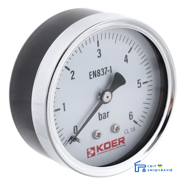 Манометр аксиальный KOER KM.611A D=63мм (0-6 bar) 1/4'" (KR2901) KR2901 фото