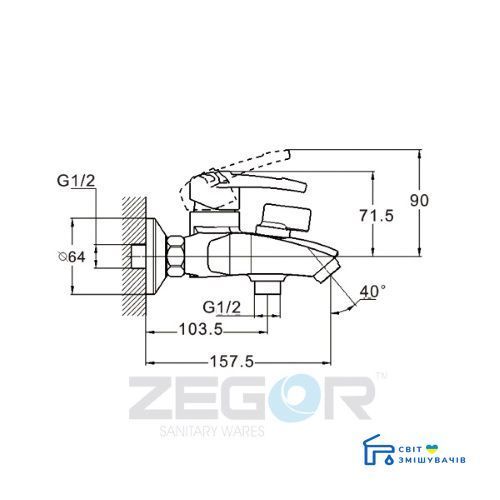Змішувач для ванни ZEGOR (TROYA) SWF3-А113 (Z33-SWF3-А113) SWF3-А113 фото