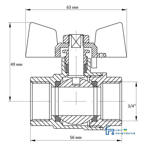Кран шаровый KOER 3/4" ГГБ (KR.217) (KR0040) KR0040 фото