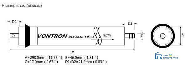 Мембрана для систем обратного осмоса Vontron 75G, ULP1812-75 12734gser фото