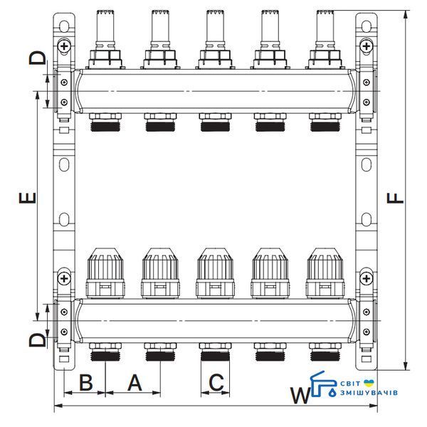 Коллекторный блок с расxодомерами EUROPRODUCT EP.S1110-09 1"x9 (EP4985) EP4985 фото