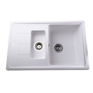 Гранитная мойка Globus Lux IZEO белый 780х500мм-А0007 8007gser фото
