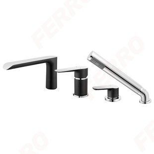 BDR11ABLC Ferro (Польща) Adore Black/Chrome змішувач для ванни настільний для монтажу в 4 отвори BDR11ABLC фото