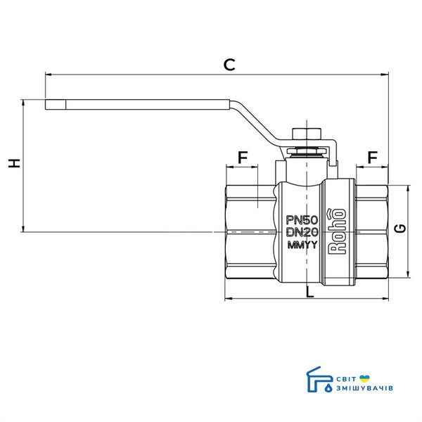 Кран кульовий Roho R200-200B - 2" (RO0109) RO0109 фото