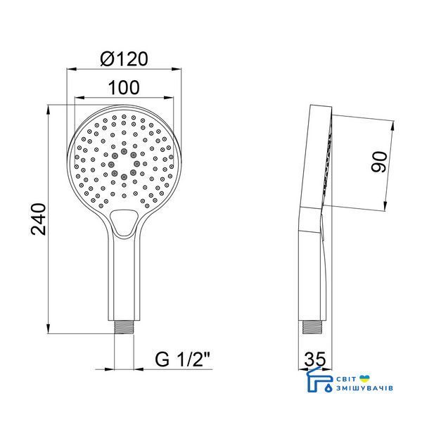 Лійка для ручного душу Qtap Rucni A120O3KBB SD00041889 SD00041889 фото
