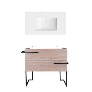 Комплект Qtap тумба для підлоги Taurus 800х800х437 мм Whitish oak + раковина врізна Albatross QT71TA44013 SD00050137 фото