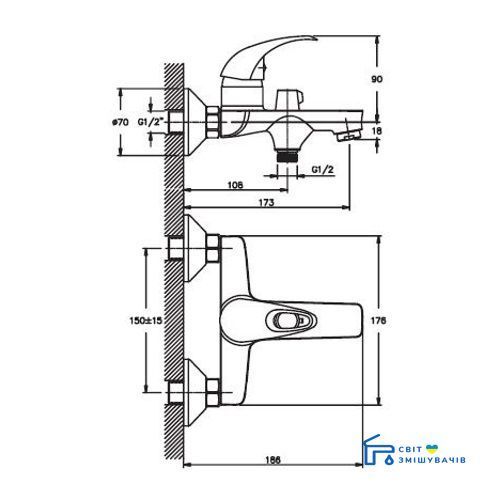 Смеситель для ванны HAIBA PREMIERE 009 EURO HB0831 HB0831 фото