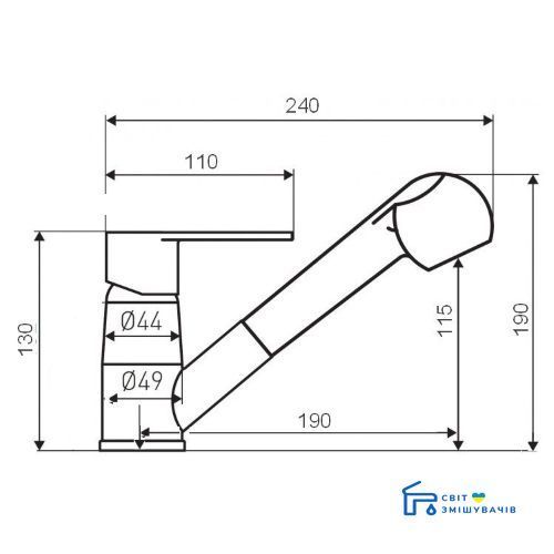 Змішувач кухонний Globus Lux SOLLY GLSO-0107 9291gser фото