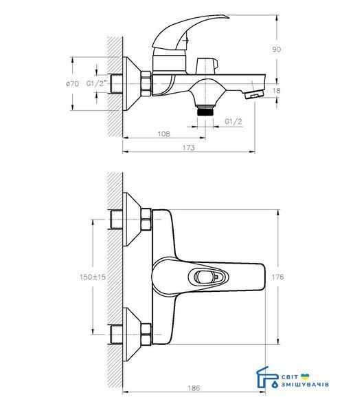Смеситель для ванны HAIBA PREMIERE 009 EURO HB0831 HB0831 фото