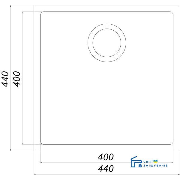 Гранітне миття Globus Lux AMMER чорний 440х440мм-А0002 7585gser фото