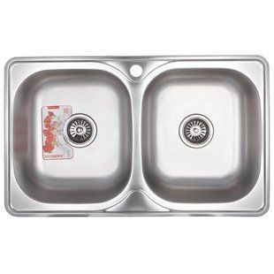 Мойка кухонная ZERIX Z7848D-08-180E DOUBLE (SATIN) (ZS0578) ZS0578 фото