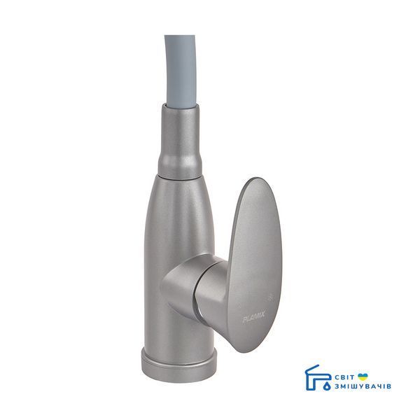 Змішувач для кухні PLAMIX CEZAR-011-B SET GRAPHITE REFL.GRAY з силіконовим виливом, з підведенням (PM PM0720 фото