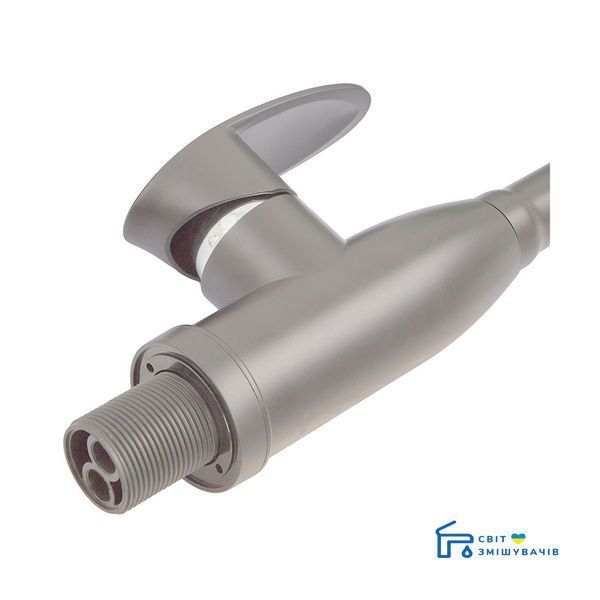 Змішувач для кухні PLAMIX CEZAR-011-B SET GRAPHITE REFL.GRAY з силіконовим виливом, з підведенням (PM PM0720 фото