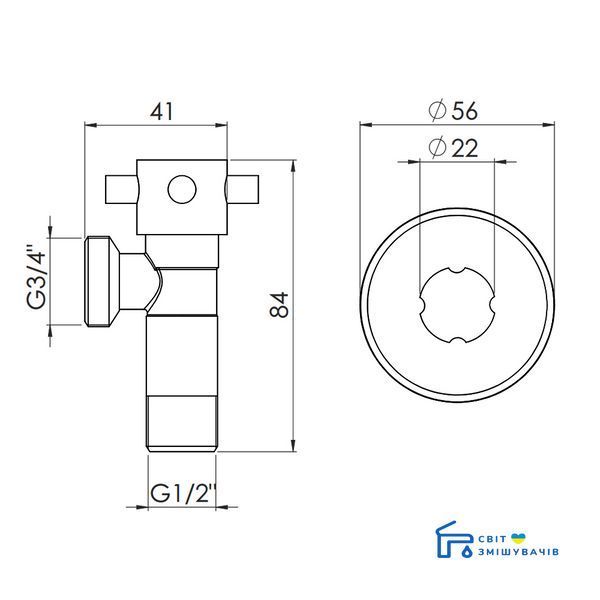Кран приладовий SD Forte 1/2"х3/4" ручка "хрест" SF3451520 SD00023057 фото