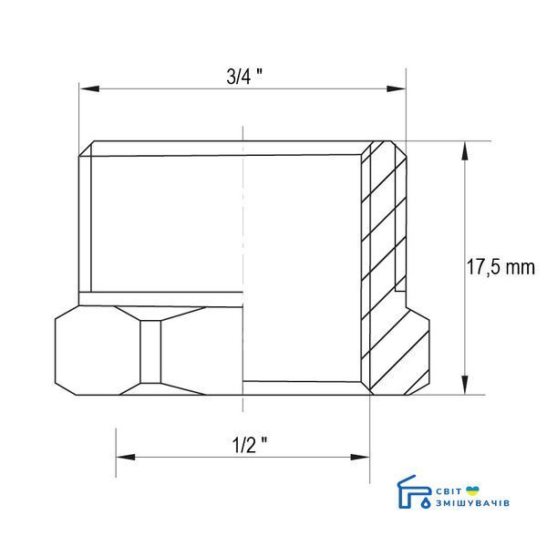 Футорка 1/2"х3/4" KOER KF.F0608.WN БЕЗ НИКЕЛЯ (KR2985) KR2985 фото
